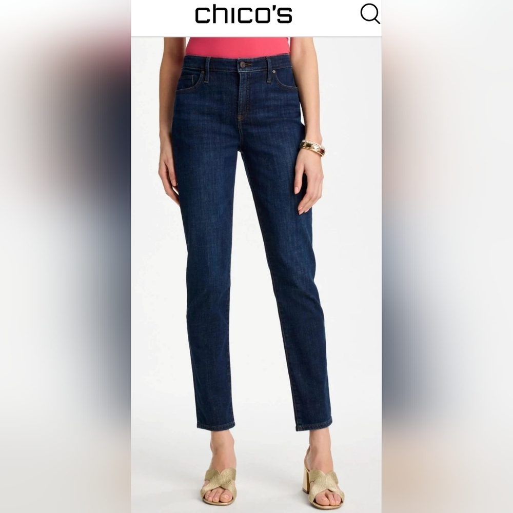 CHICO'S GIRLFRIEND SLIM LEG ANKLE JEANS IN DARK RINSE - Picture 9 of 9